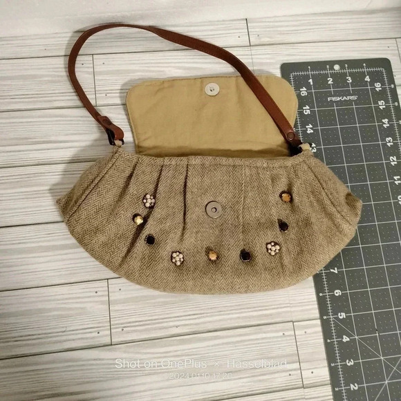 Chan Luu Tan Canvas Embellished Snap Closure Handbag - Picture 7 of 7